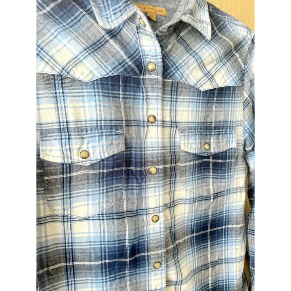Jachs Girlfriend Bea Blue Plaid Snap Button Up Long Sleeve Shirt Women’s XS - Picture 3 of 9